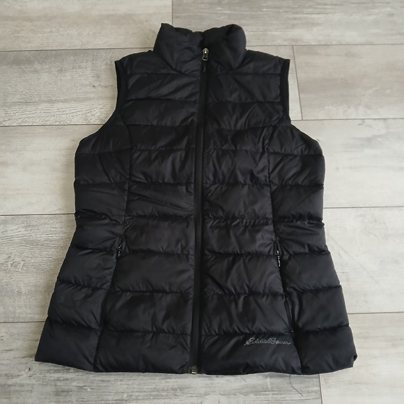 Eddie Bauer EB650 Women's Puffer Vest Black Down Filled Sleeveless Jacket Small - Picture 1 of 11
